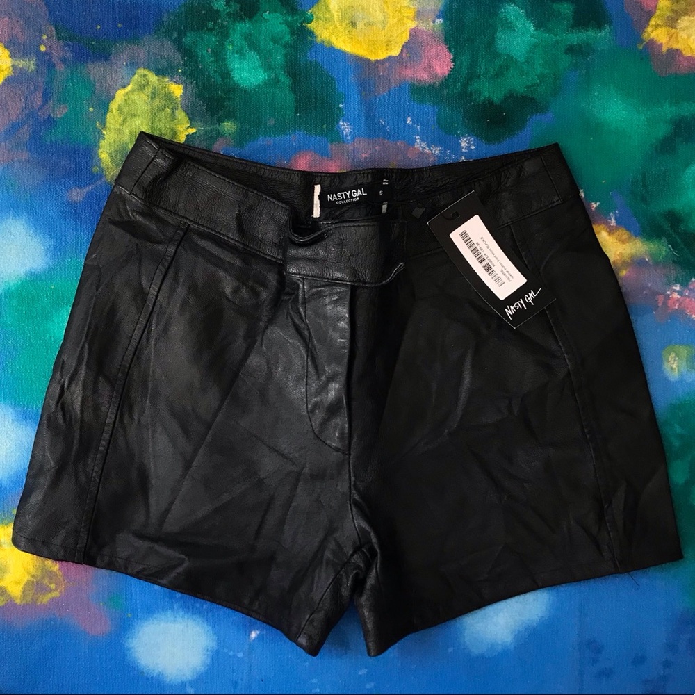 Nasty Gal faux leather high waist shorts